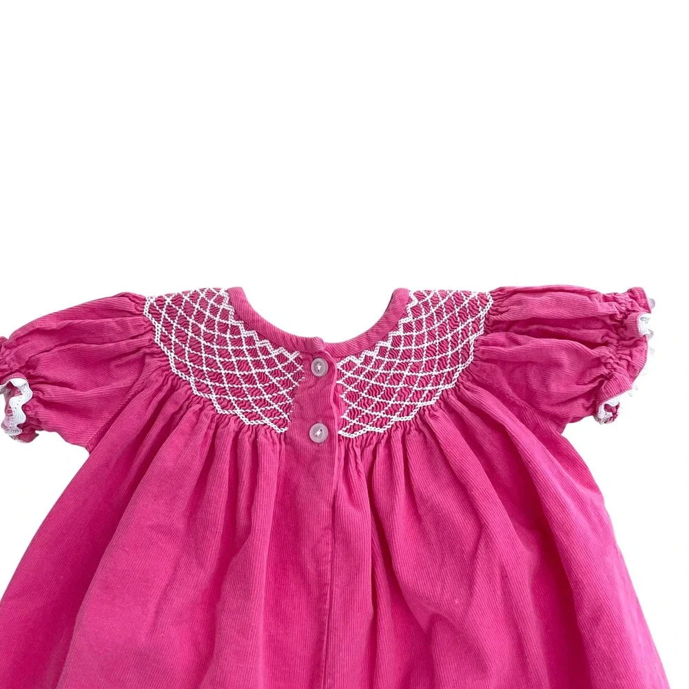 Smocked Auctions micro corduroy smocked one piece jumpsuit Size 9M‎ pink cute